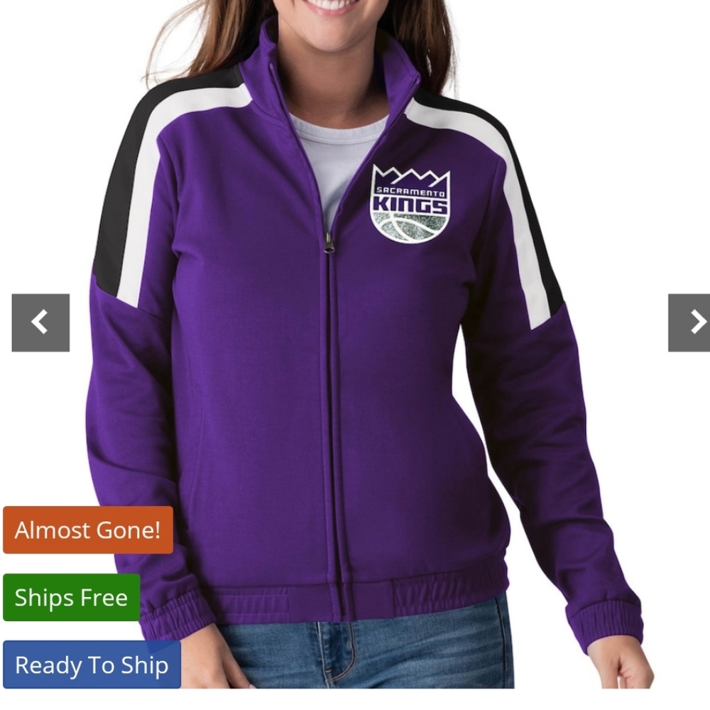 NWT Women's Sacramento Kings NBA Full Zip Up Track Suit Jacket Hoodie Coat L XL - Picture 7 of 9